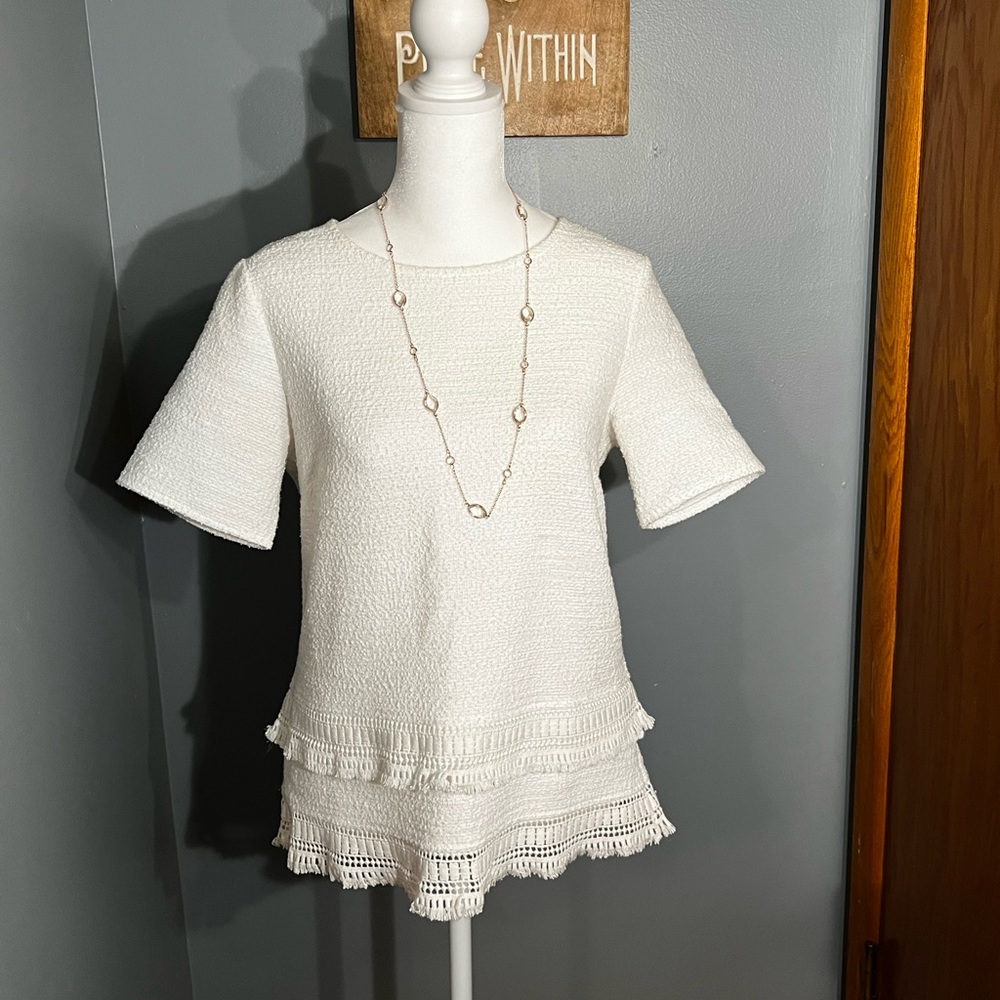 Banana Republic White Fringe Shirt